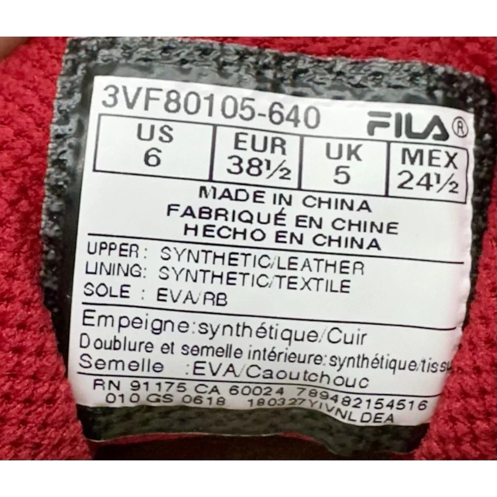 FILA Original Fitness Red Blue 3VF 80105-640 Sneakers  Size 6‎